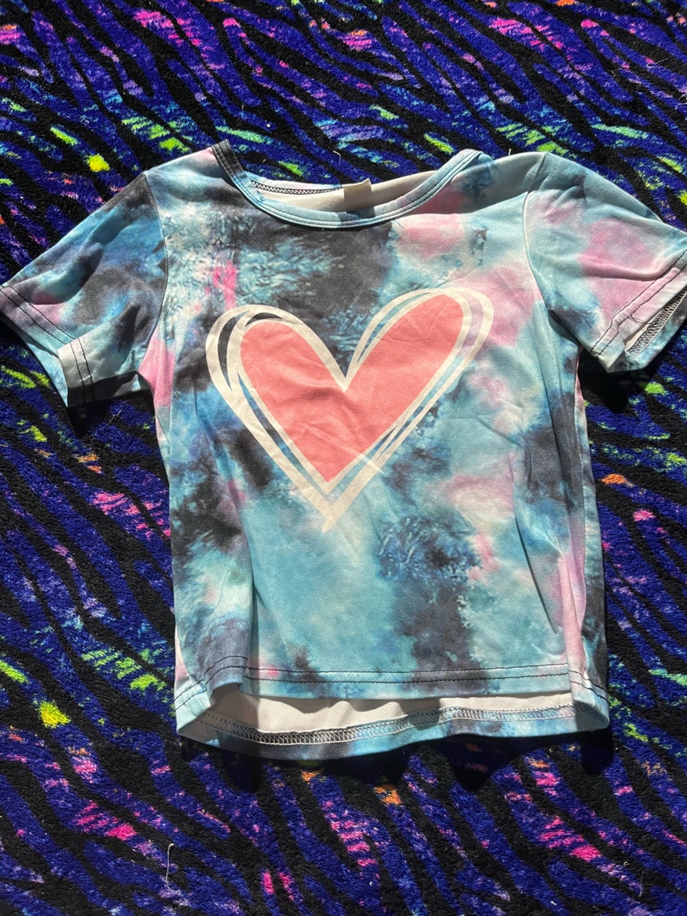 Kids Tie-Dye Heart Tee - Blue & Pink